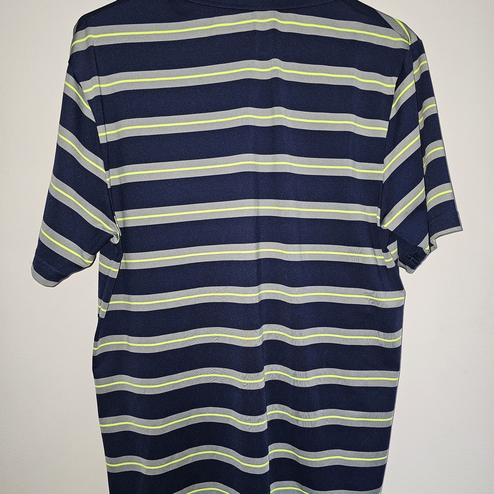 Under Armour Men's Navy and Green Striped Short-Sleeve Polo Shirt Size M - Picture 5 of 6